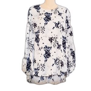 Witchery Women's Long Flowing Floral Print Long Sleeve Top Blouse Size 10
